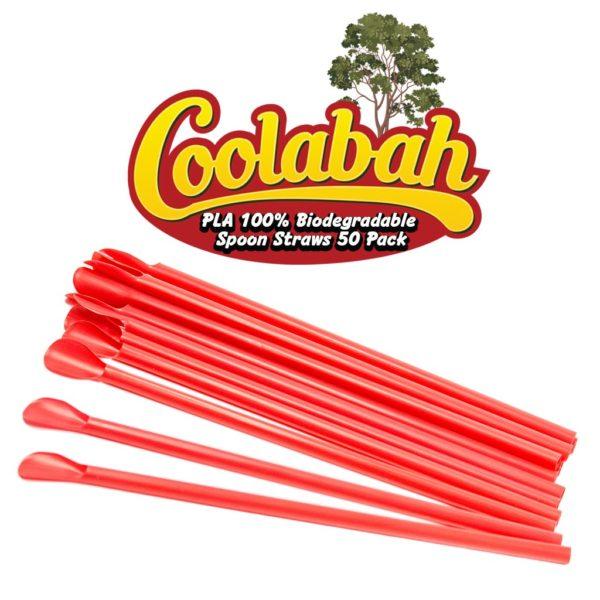 Red PLA Spoon Straws 1 WS