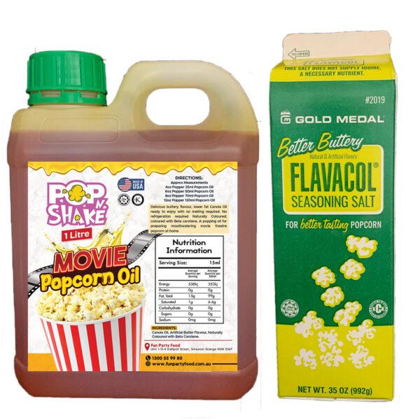 1 litre Popcorn Oil & 992g Better Butter Flavacol Salt